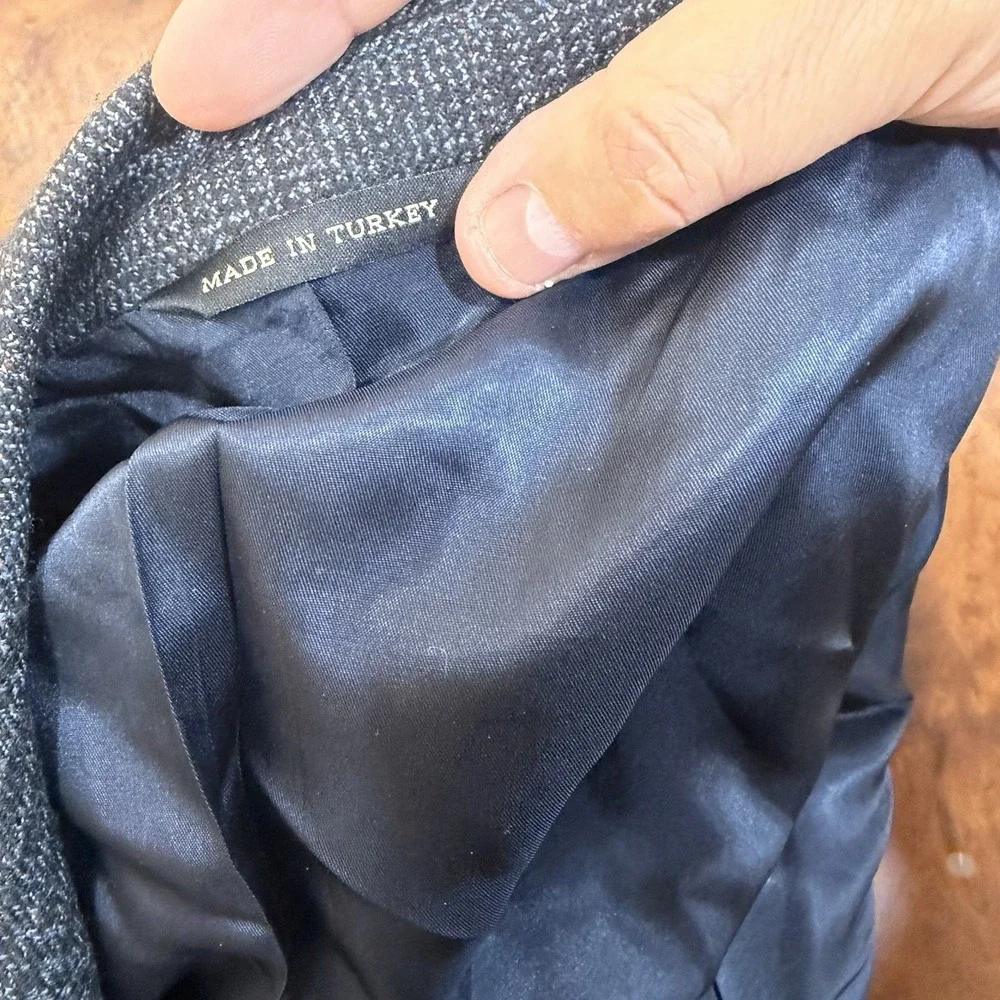 Joseph & Feiss 2 Button 100% Lambswool Blazer Sport Coat 46‎ Plaid Gray